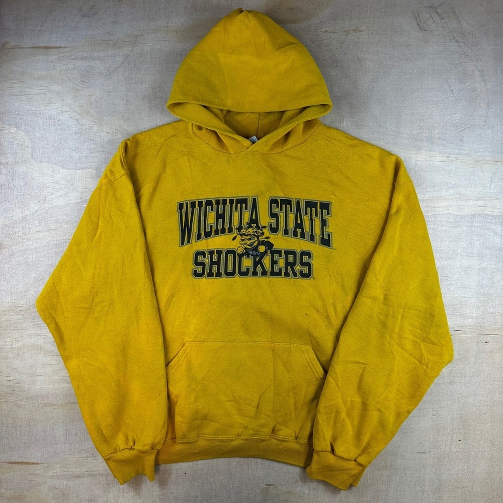 Vintage Russell Athletic Wichita State Shockers Hoodie Yellow XL Mens
